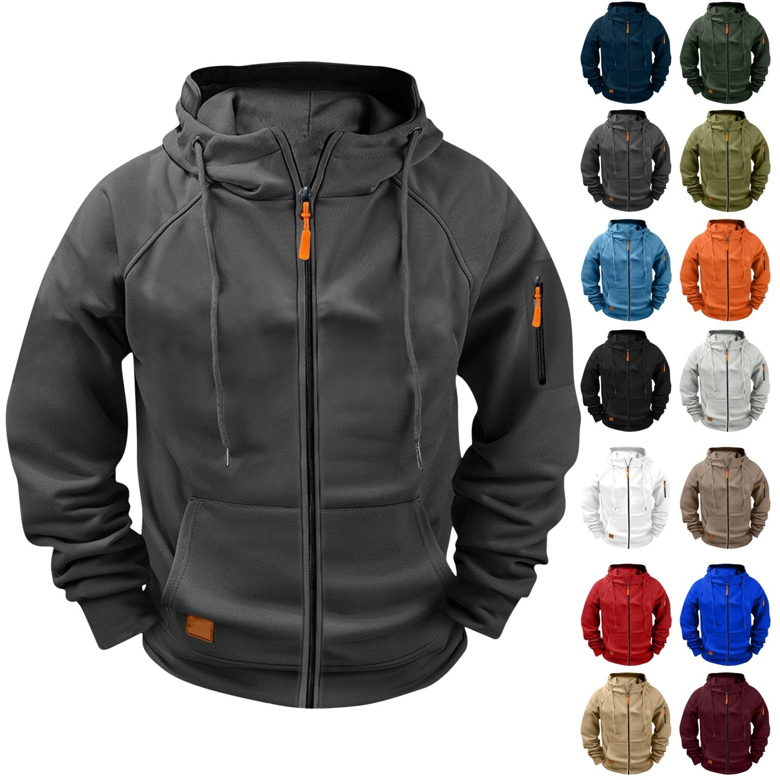 Angxiwan Kapuzenjacke Herren - Baumwolle Mix Hoodie Mit Reißverschluss