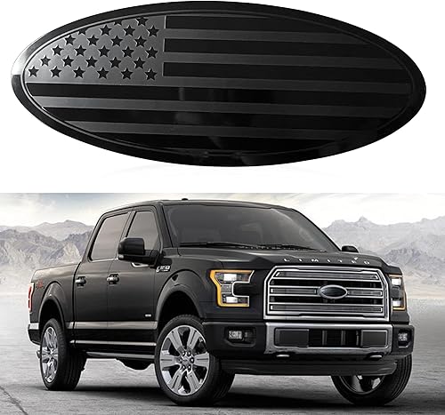 Miniatura 6 de Para Ford Emblem, parrilla delantera negra de 9.5 pulgadas, superposición para portón trasero, emblema de bandera estadounidense, para F150