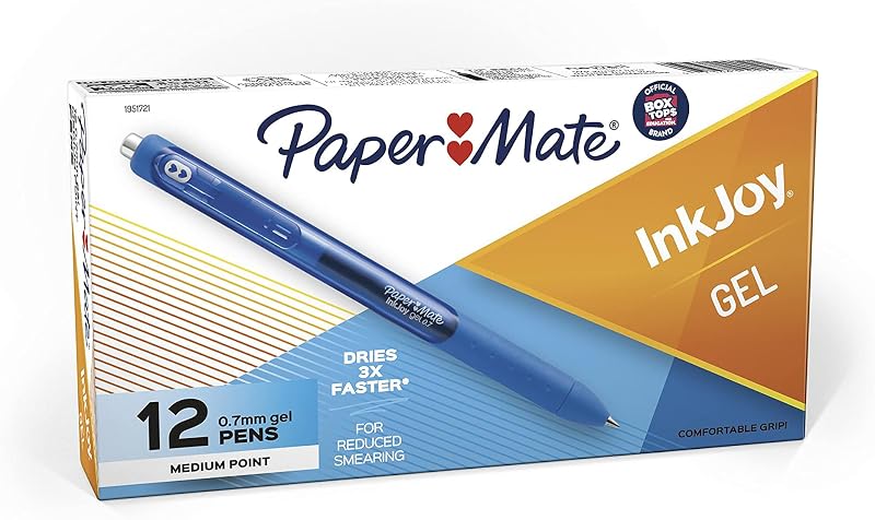 Paper Mate InkJoy Gel Pens, Medium Point, Pure Blue, 12 Count