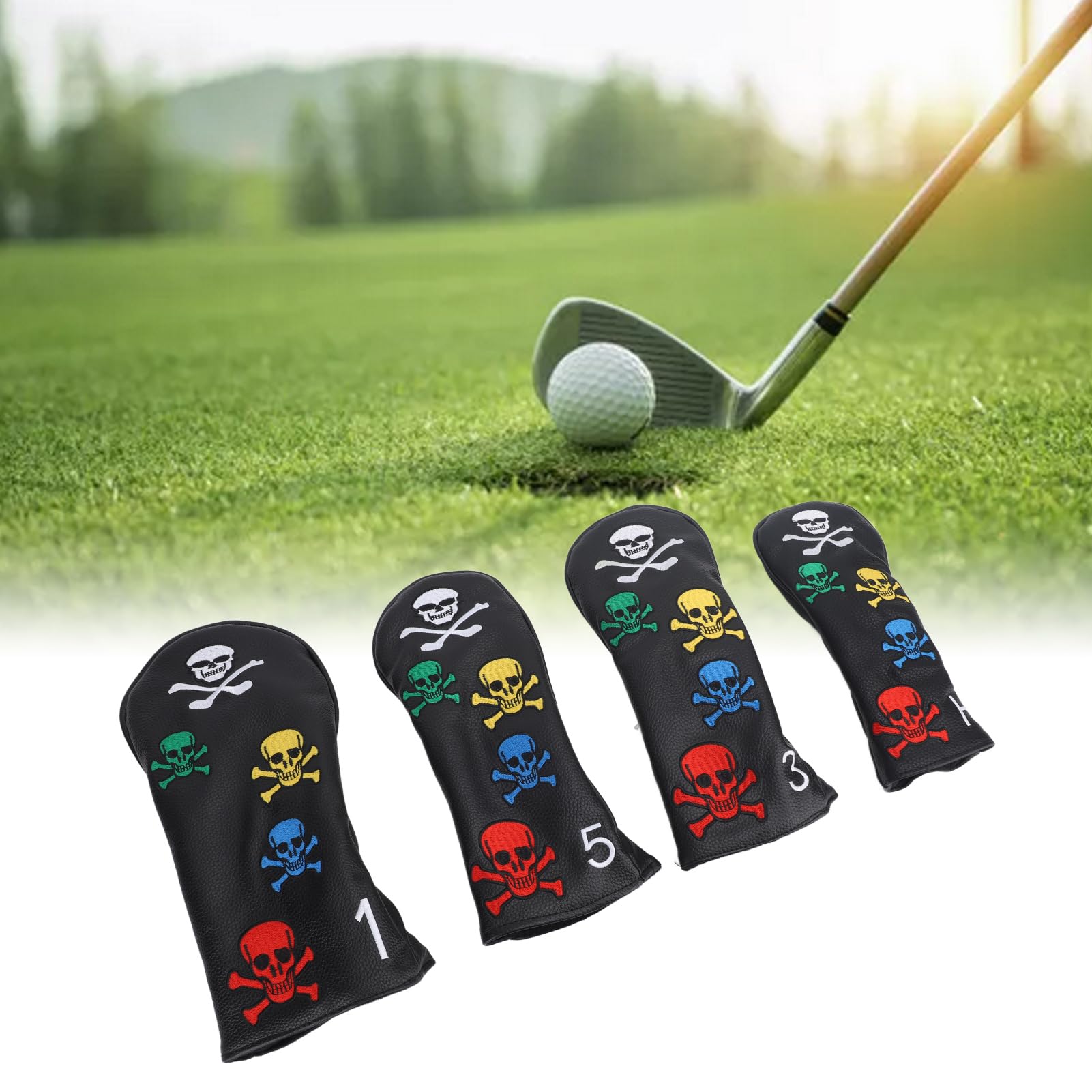 Golf-Schlägerkopfhülle, 4 Stück, Totenkopf-Skelett, Golfschläger-Schlägerhauben, Golf-Putter-Abdeckung, Schutz Für Hölzer, Eisen, Stangen