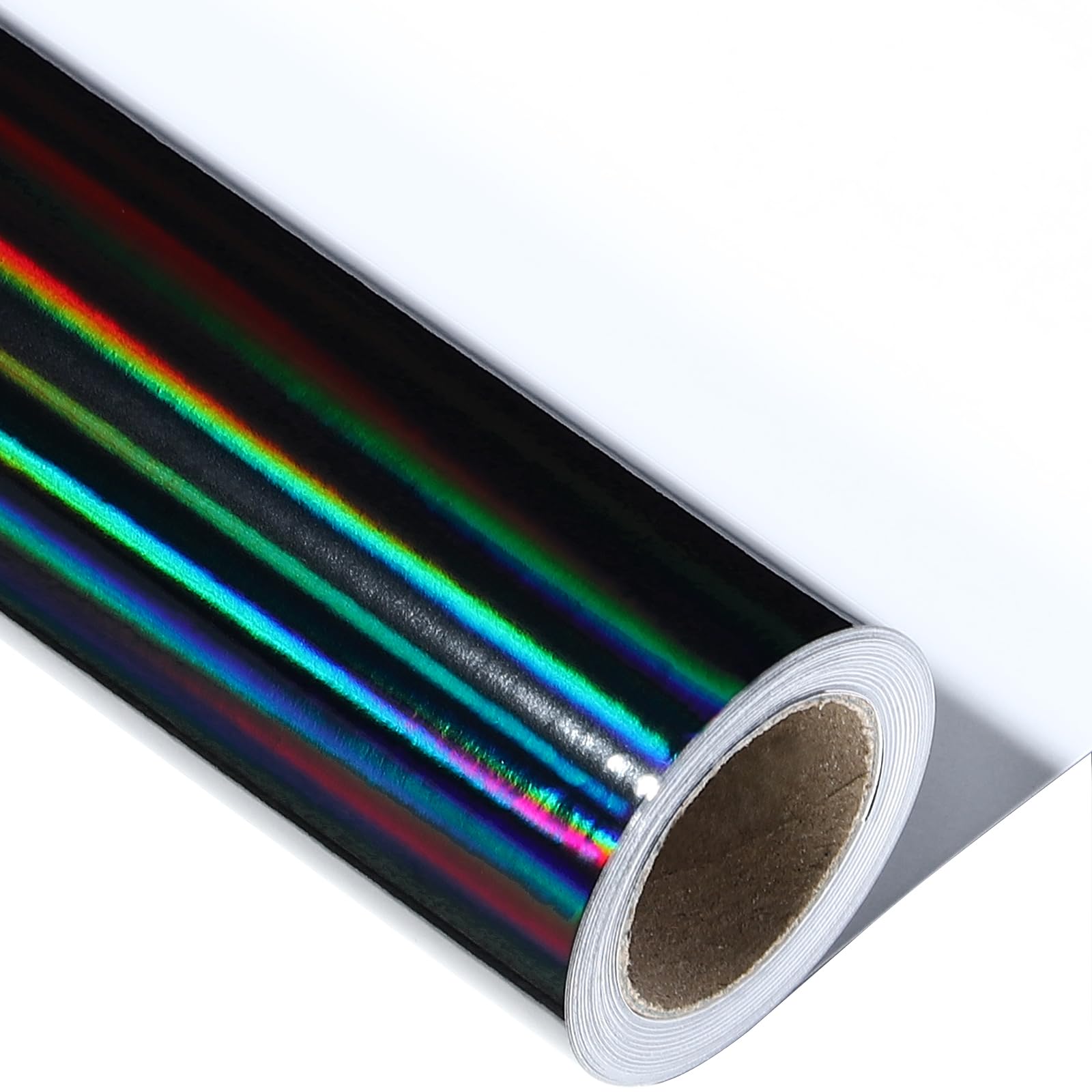 LeZakaa Grand rouleau de papier cadeau holographique irisé pour anniversaire, Saint-Valentin, Halloween, fêtes de fin d'année, 76,2 cm x 10 m carré, noir