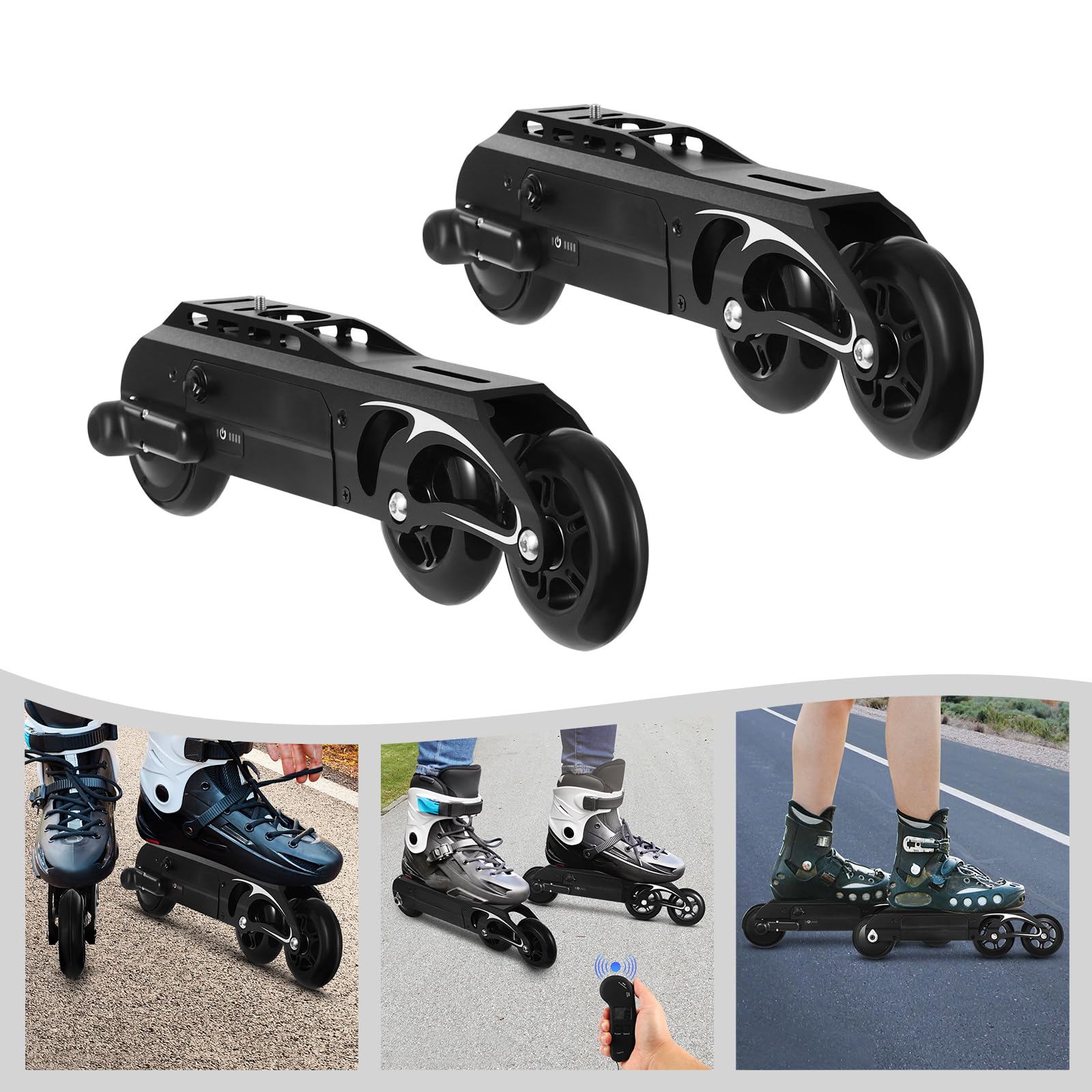 Roues de skateboard électriques Roues de patins à roulettes électriques Roues de skateboard télécommandées Roues de skateboard électriques avec kit moteur 8,08-9,32 mph Couvre-chaussures standard pour