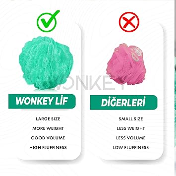 WONKEY - Bath and Shower Fiber, Soft Body Wash Fiber, Mixed Color Bath Pouch Pack of 2