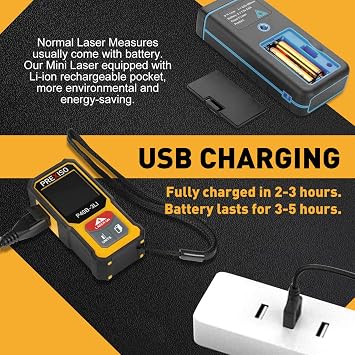 PREXISO Multi Surface Laser Level LED Light Vial, 30Ft Horizontal and Vertical Line Laser & PREXISO 135Ft Rechargeable Mini Laser Measurement Tool