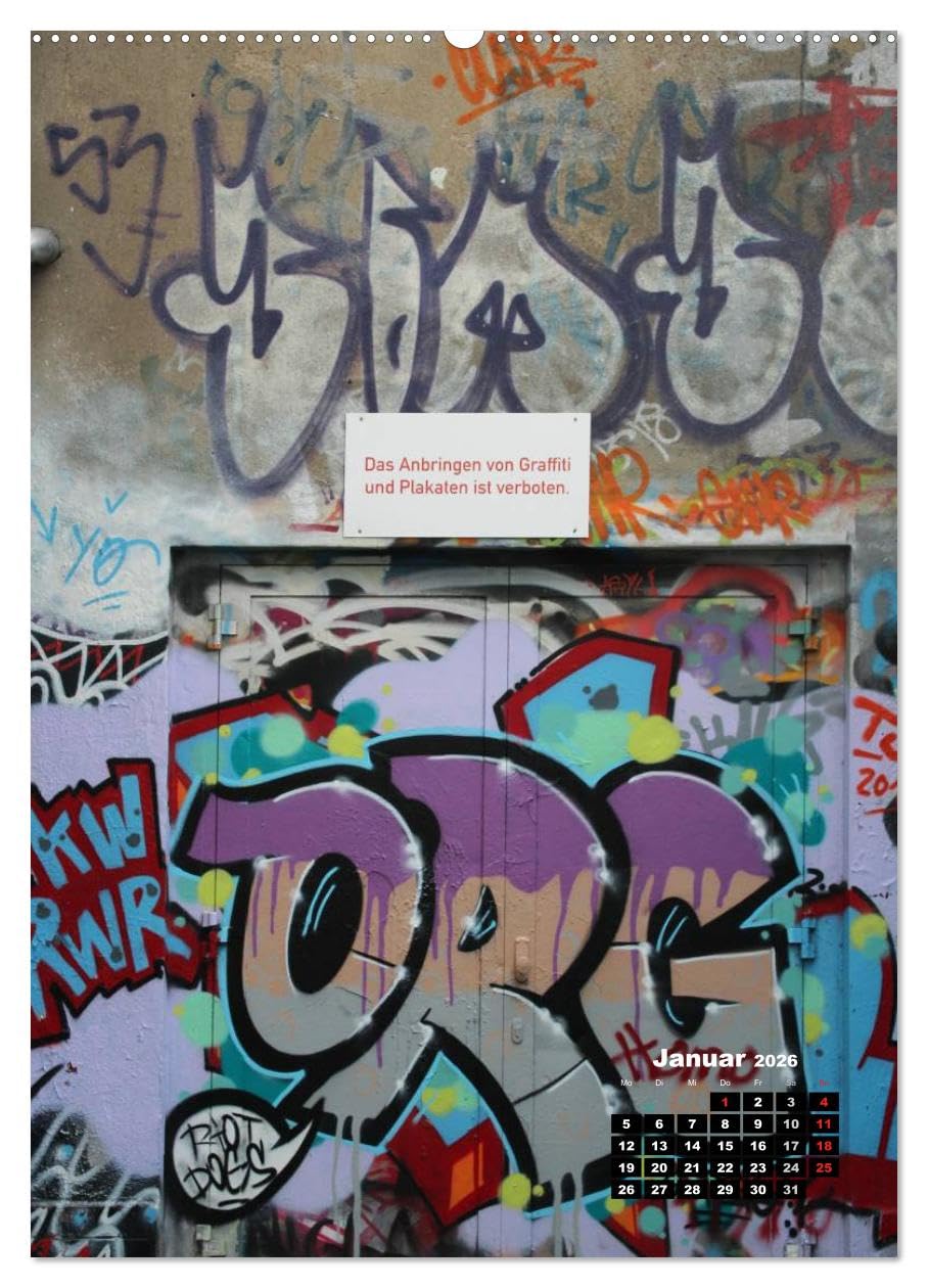 Graffiti & Streetart 2026 (hochwertiger Premium Wandkalender 2026 DIN A2 hoch), Kunstdruck in Hochglanz
