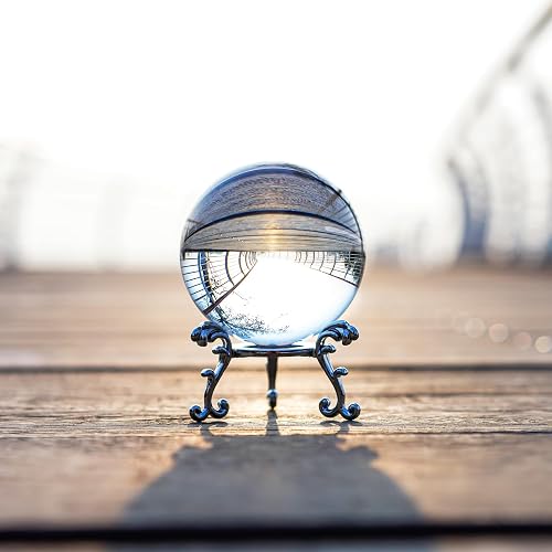 2.3in Sparkling Clear Crystal Ball with Stand 60mm Handcrafted Photography Prop for Magical Shots Elegant Home & Party Decor for Women - Clear