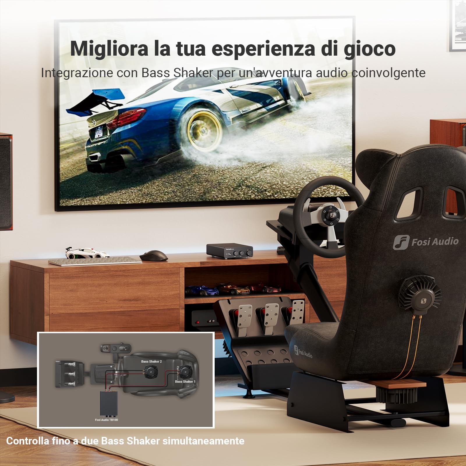 Fosi Audio TB10D Amplificatore Audio, 600W Chip TI TPA3255, Mini Amplificatore HiFi Stereo, 2.0 Canali Classe D Amplificatore, con ingresso analogico (RCA), Controllo Alti e Bassi per Home Theater