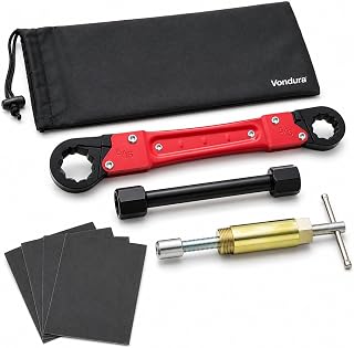8-Piece Angle Stop Wrench Kit with Compression Sleeve Puller | 8-piece angle stop wrench kit with compression sleeve puller, P180 sheets and pouch for under-sink shutoff valve repair