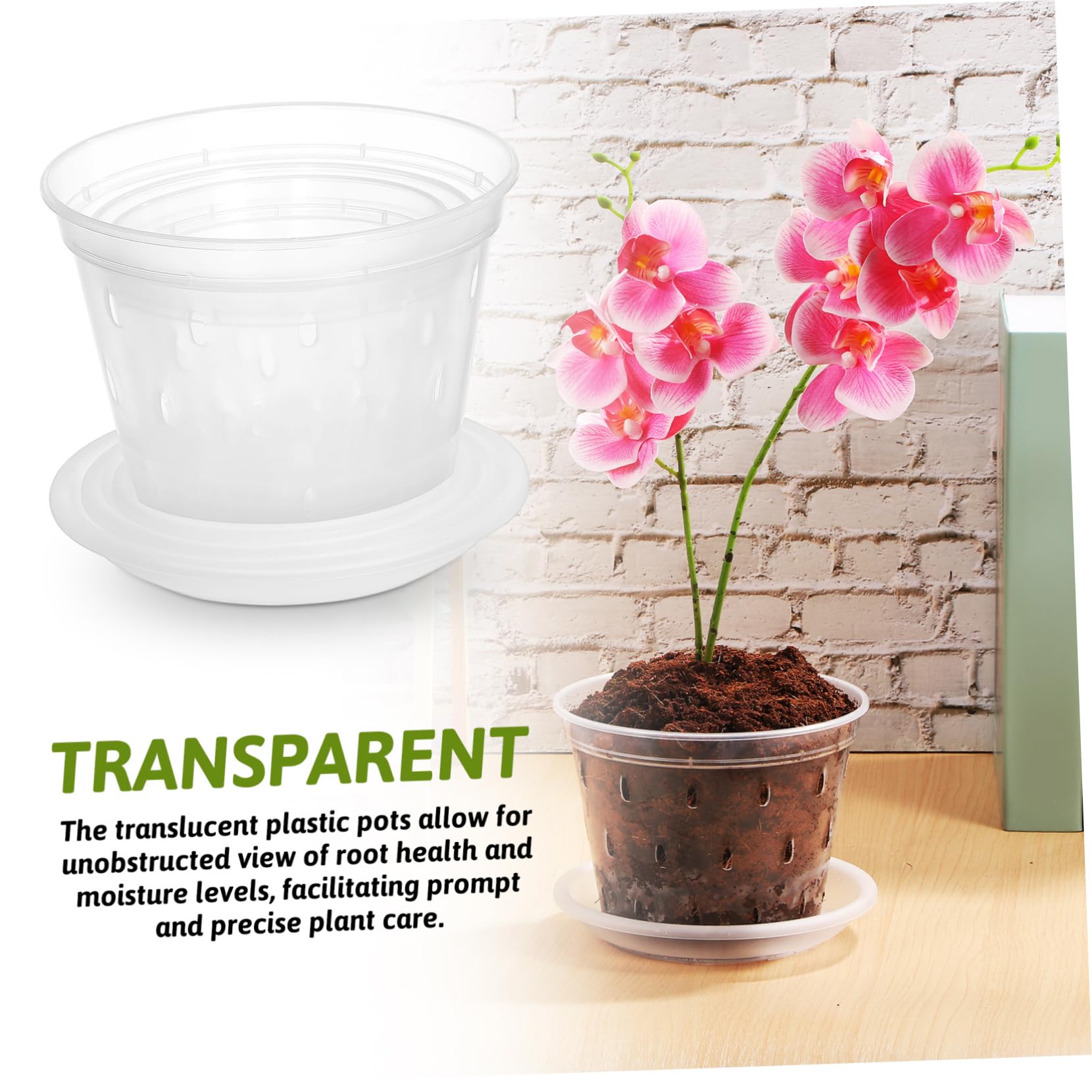 UPKOCH 5 Sätze Orchideentöpfe Mit Untersetzer Transparente Pflanztöpfe Kunststoff Mit Drainagelöchern Für Gesunde Wurzeln Für Garten Und Pflanzenpflege 3 Stück * 5