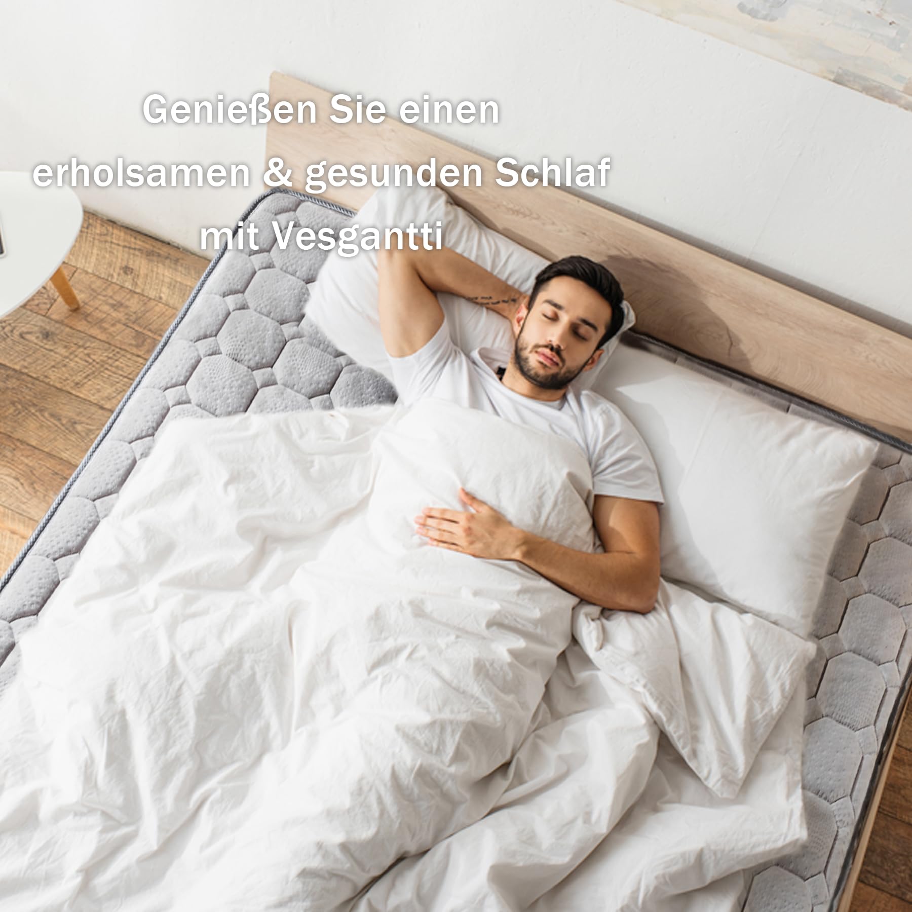 Vesgantti Hybridmatratze 120x200, H3 7-Zonen Druckentlastung Orthopädische Matratze, Taschenfederkernmatratze Oeko-TEX Zertifiziert, atmungsaktiv (30 cm Tight Top, grau)‌