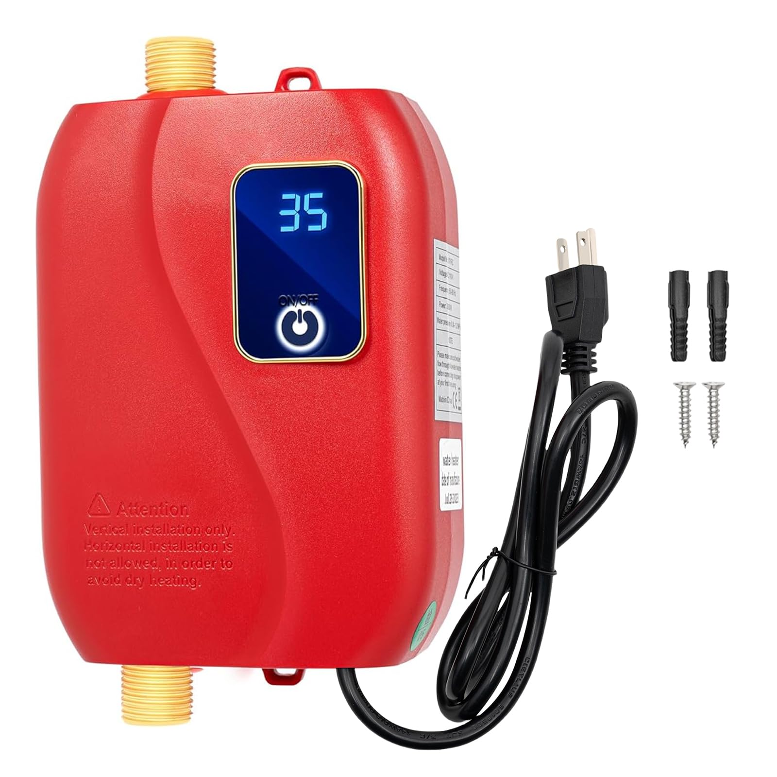 Tankless Water Heater, 110V 3000W Electric Tankless Hot Water Heater Mini Instant Water Heaters Under Sink Instantaneous Water Heaters w/68-122°F Temperature Adjustable for Bathroom Apartment Kitchen