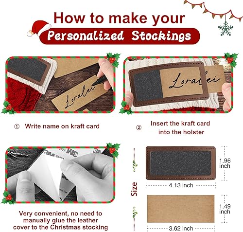 Miniatura 6 de CRSTAFU Paquete de 6 medias de Navidad, medias de Navidad familiares grandes de 18 pulgadas, medias de punto colgantes de colores mixtos (6