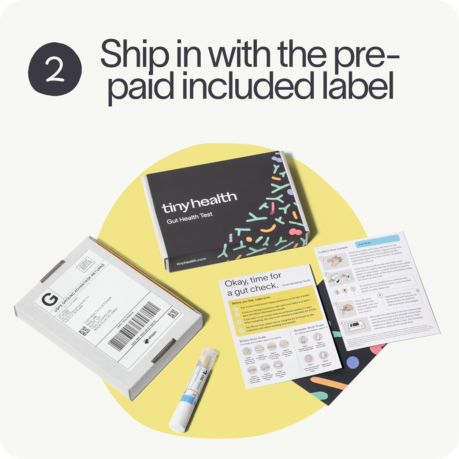 Tiny Health Baby Gut Health Test Kit for Babies and Toddlers, Fast & Mess-Free with Easy at Home Test, 3-4 Weeks Results, Expert Insights