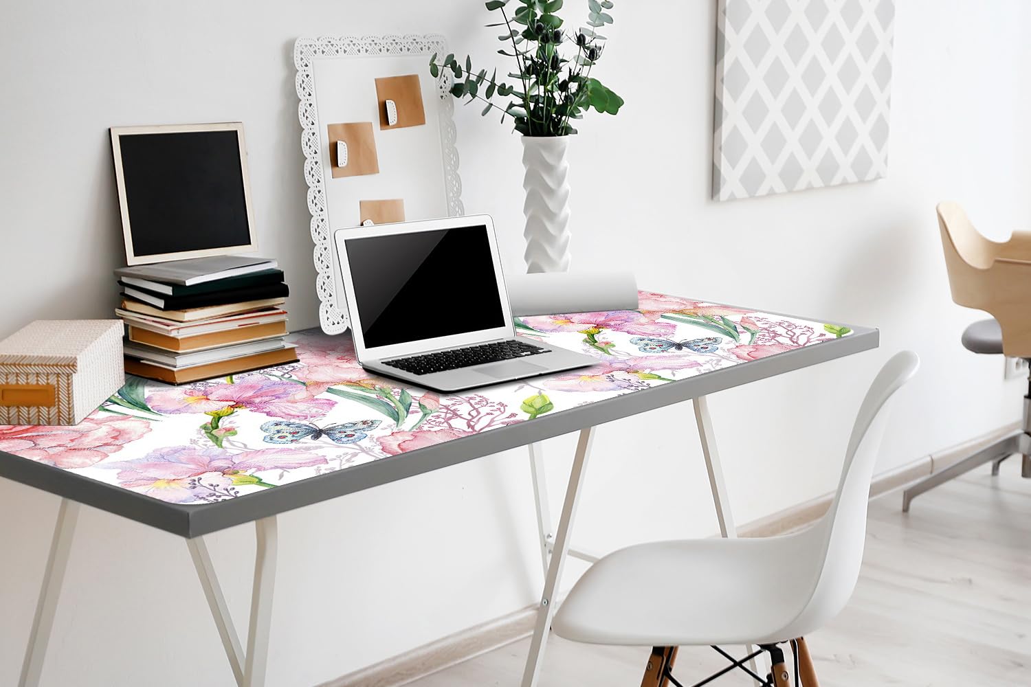 Tappetino da Scrivania 100x50 cm Protezione e Decorazione in Vinile PVC Antiscivolo Impermeabile Facile da Pulire Superficie Protettiva per Ufficio e Casa - Fiori Peonie
