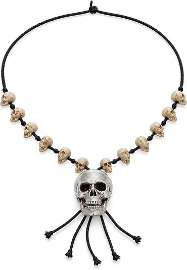 Healifty Halloween Skull Necklace, Resin Bone-Look Goth Jewelry Charm
