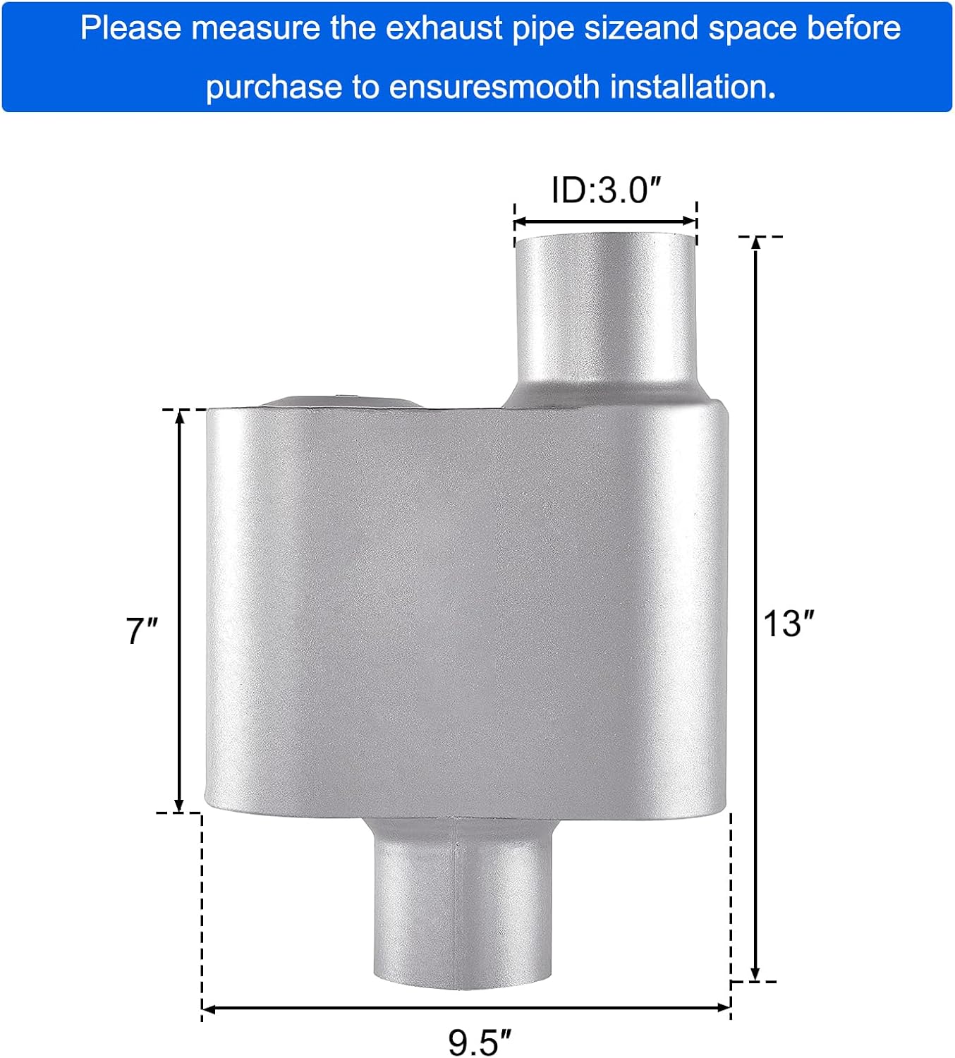 Universal Mufflers,Performance Automotive Exhaust Muffler，Single Chamber 3 inch inlet (ID) 3 inch outlet (ID) FH73041