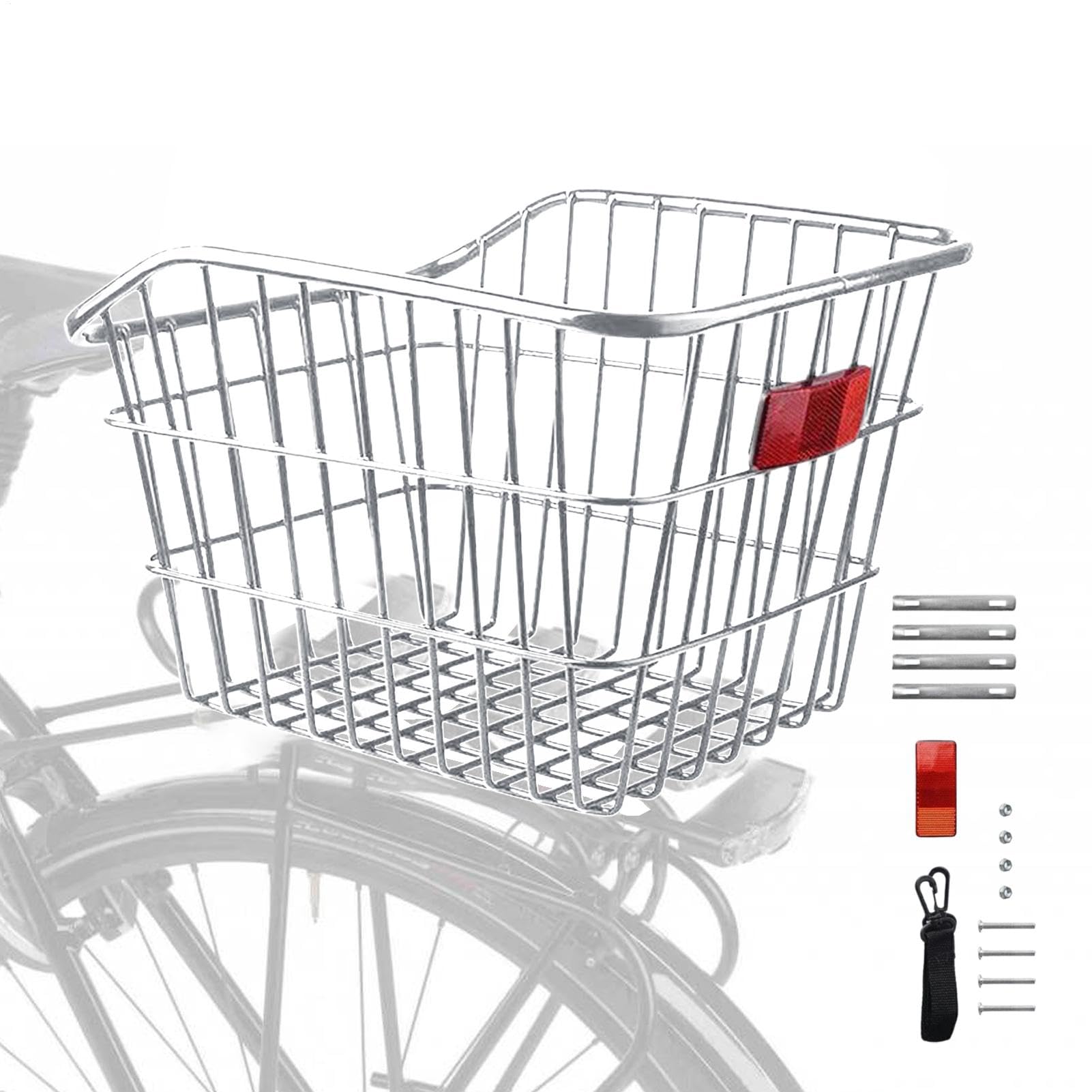 Cestino posteriore per bicicletta, cestino posteriore in metallo con portabici, cestino per bicicletta | Scaffale posteriore per bicicletta telaio portaoggetti zaino per bicicletta per zaino, cappello