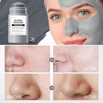 Collagen Clay Stick, Deep Cleansing Pore Clay Mask with Glycolic Acid & Probiotics Gentle Mud Mask for Blackhead Removal Oil Control & Exfoliation Easy Apply Solid Face Mask, 2 * 40g
