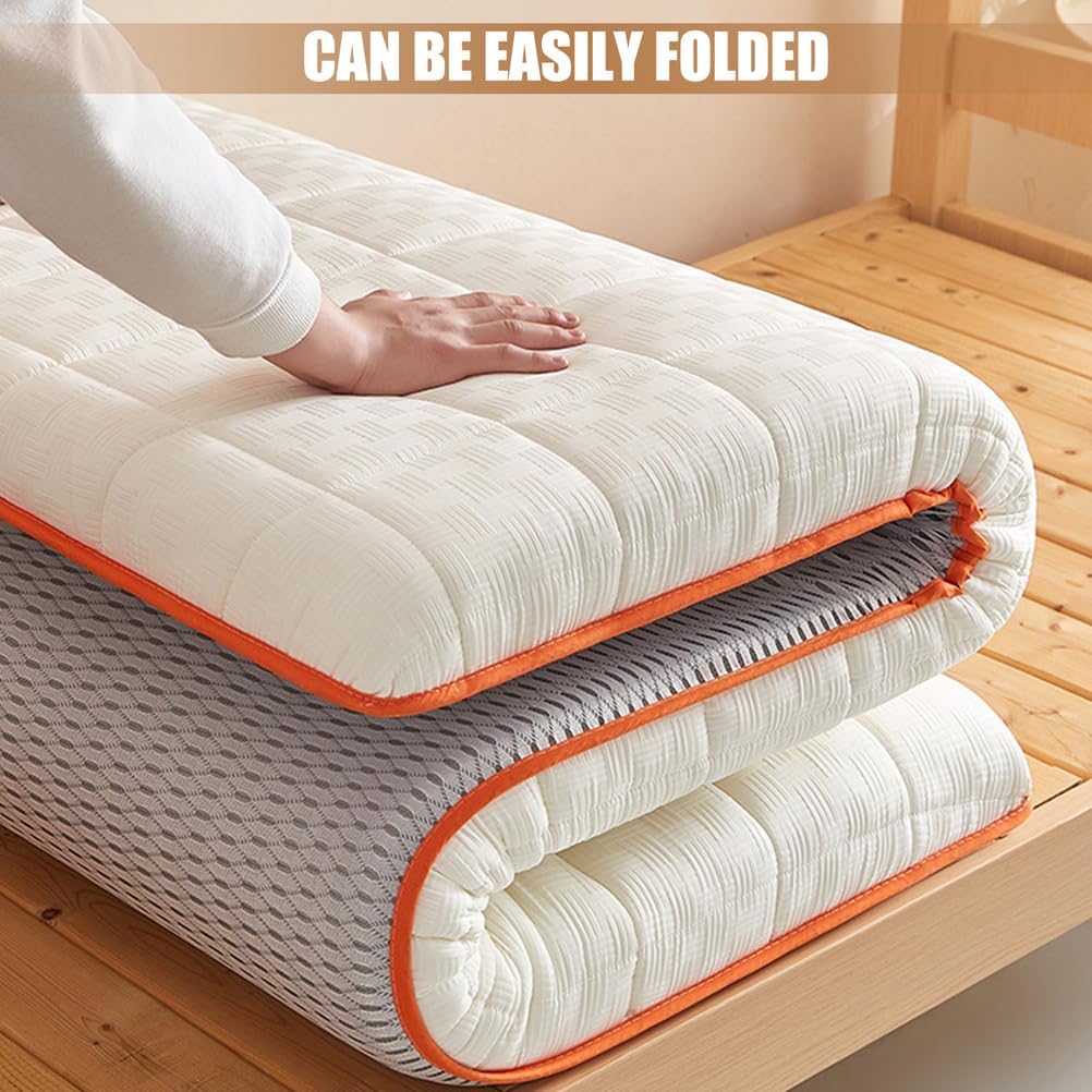 Green/5cm,90 * 200cm, Memory Foam Japanese Futon Mattress Topper Thicken 5Cm/8Cm Waffle Fabric Mattress Pad with Elastic Band Floor Mattress Topper Sleeping Mat for Camping Dormitory