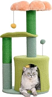 PET WONDERLAND Cat Activity Tree with Scratching Post Cat House Tree Small Best Cat Trees for Kittens Cat Tree Tower Small Cute Cat Condo Flower Cat Tree for Small Spaces