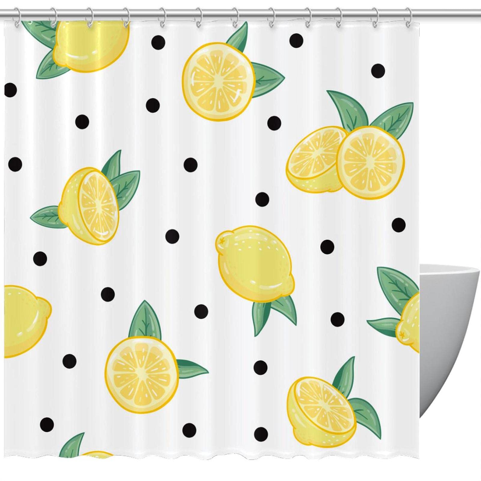 Rideau de douche citron 168x183 cm pour rafraîchir votre salle de bain