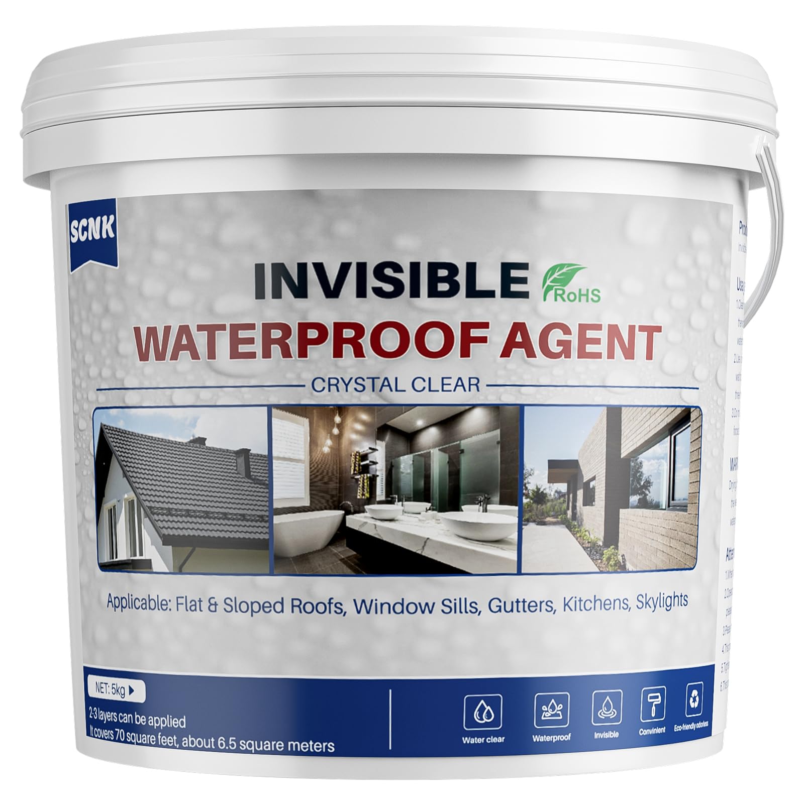 5000g Transparent Waterproof Coating Agent, SCNK Clear Waterproof Sealant, Repair Leaks Indoor and Outdoor Liquid Water Proof Sealant