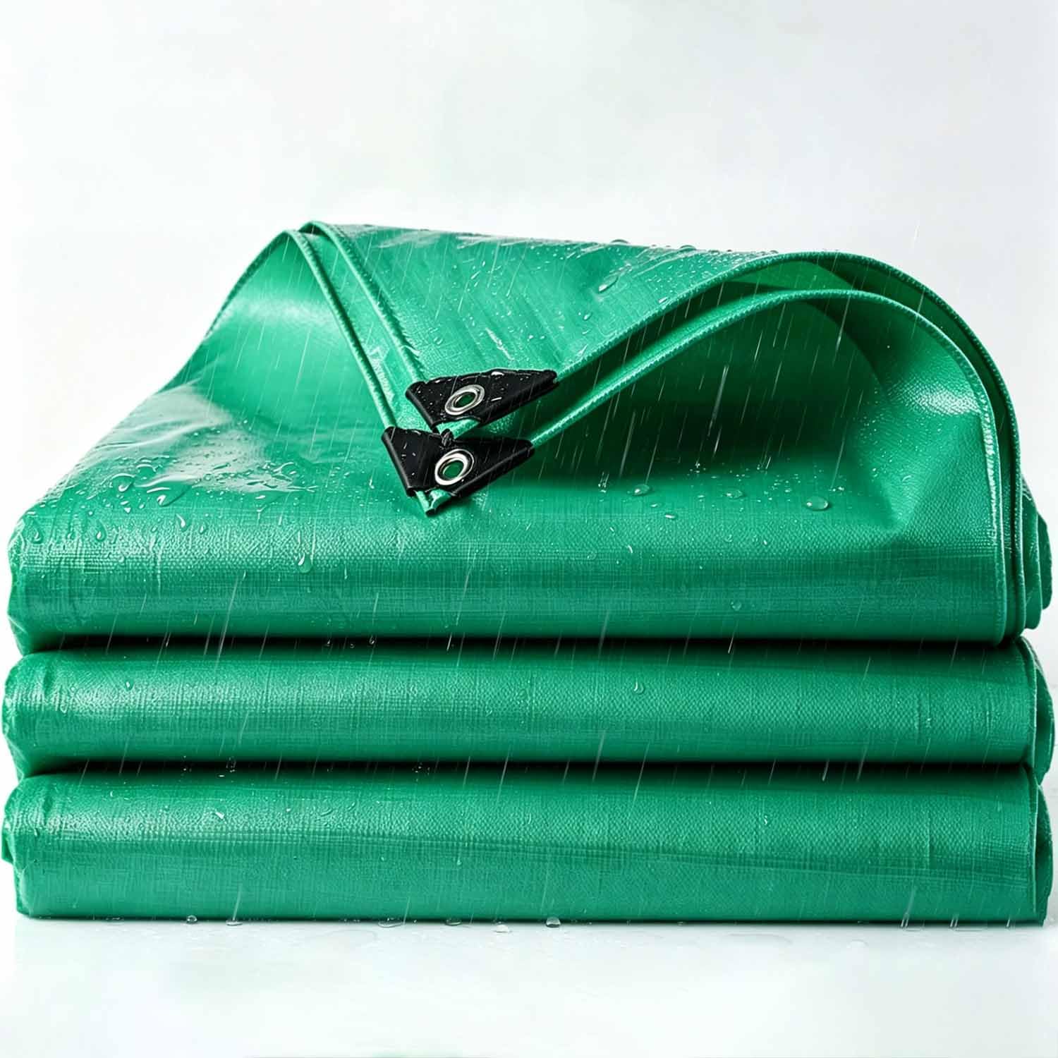 Ffsaacol Tarps Heavy Duty Waterproof, Tarpaulin Heavy Duty Waterproof, UV Resistant Tarp with Grommets and Reinforced Edges for Indoor and Outdoor Use Green, 2x6m/6.6x19.7ft