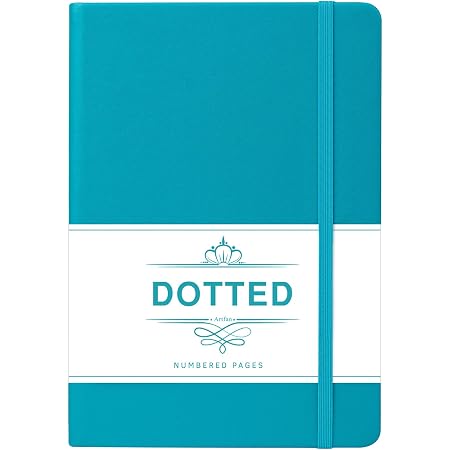 Dotted Journal - Bullet Grid Hardcover Journal, Dotted Notebook with 124 Numbered Pages, Green Faux Leather Cover, 13x21.5cm