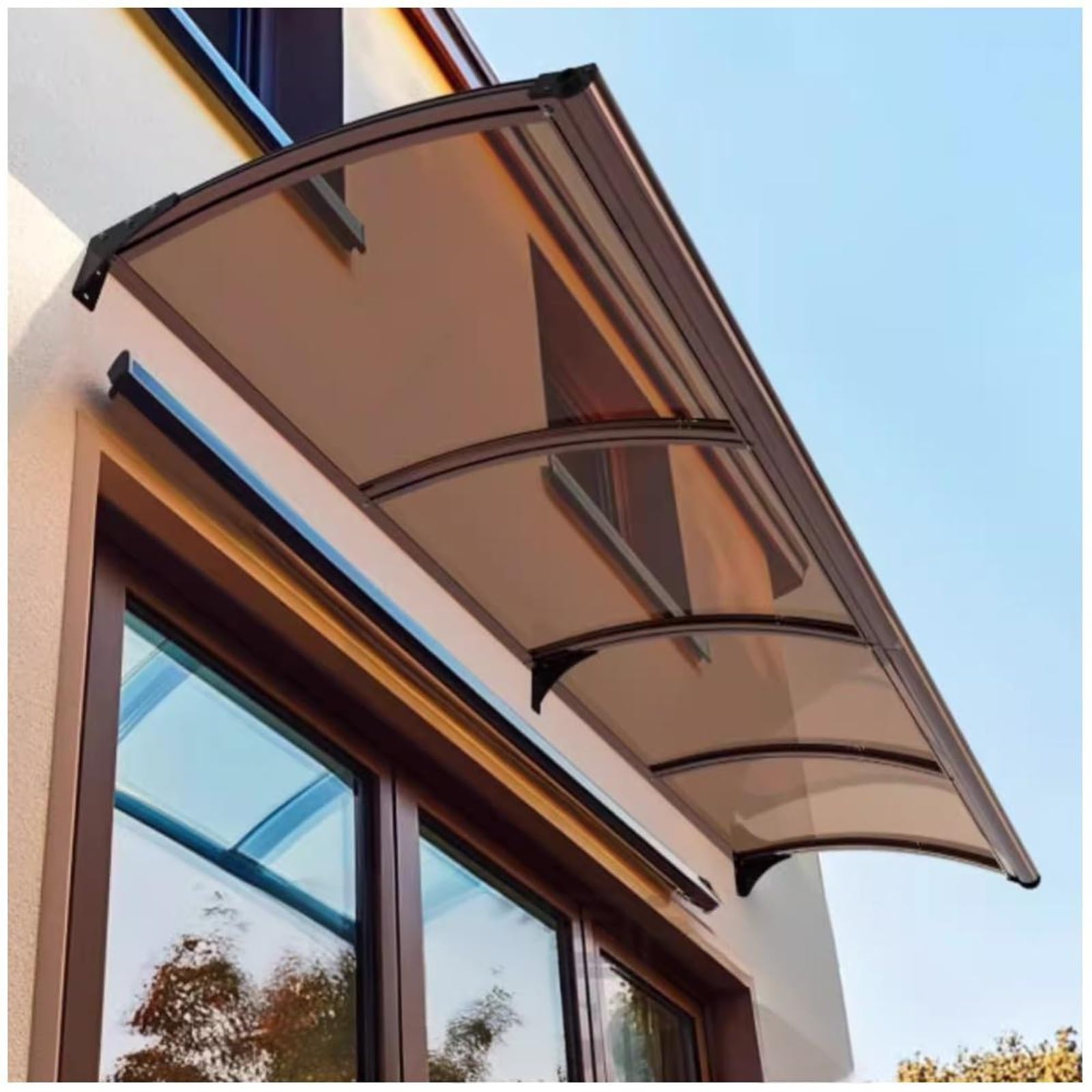 Auvent de porte d'entrée vitré plastique et aluminium marquise de protection 80x130