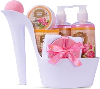 Luxury Spa Gifts for Women – 8 Pc Rose Scented Bath and Body Set with Bubble Bath, Lotion & More – Luxury Self Care Kit for Wife, Mom, Girlfriend, Birthday Gifts for Women by Draizee