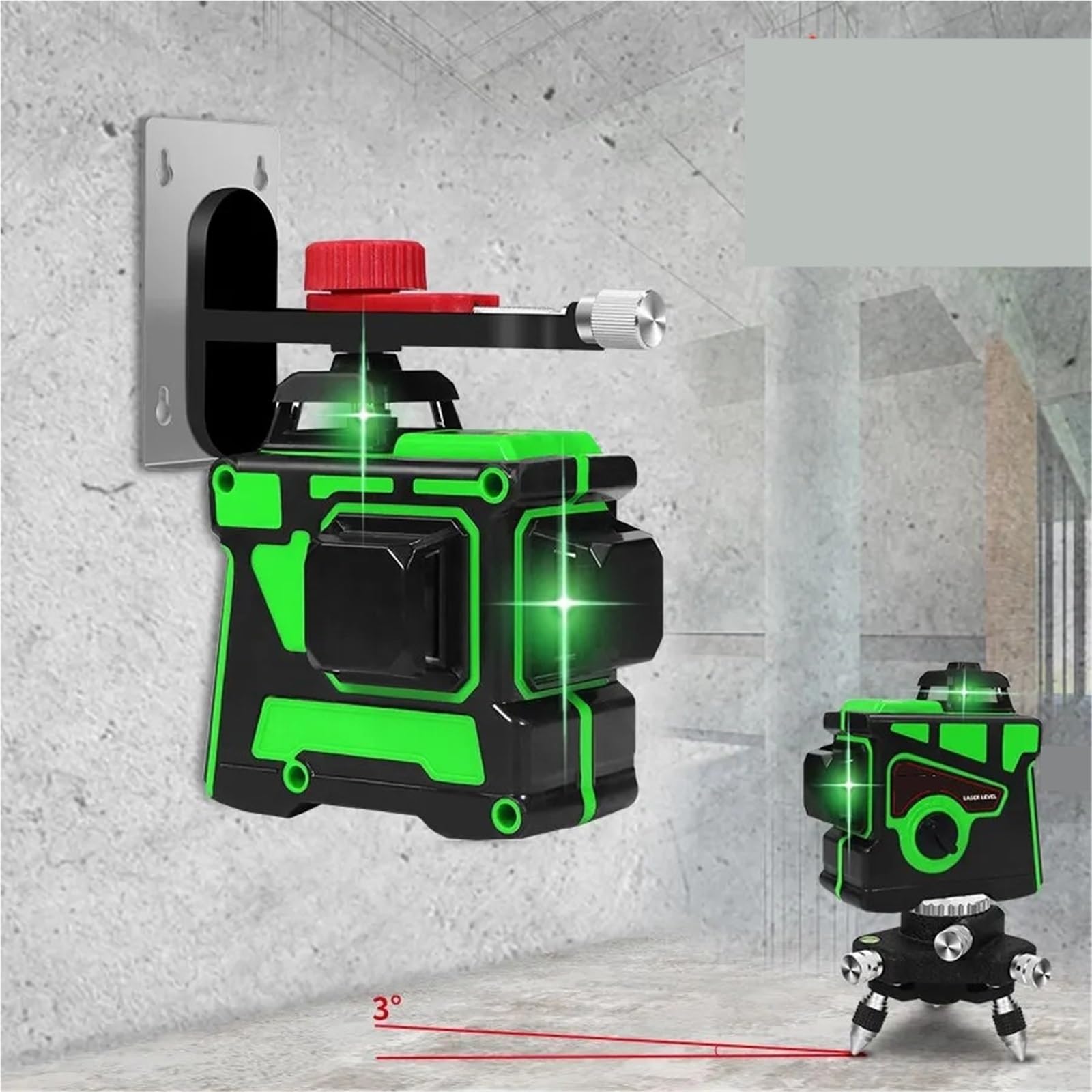 Niveau laser, Niveau Laser 12 Lignes 3D Auto-ant 360 Croix Horizontale Et Verticale Ligne De Faisceau Vert Super Puissante,pour le travail du bois