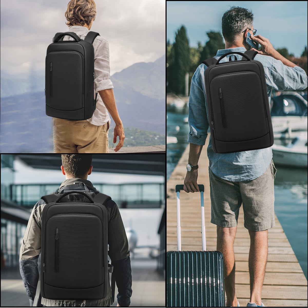 Zaino Porta PC Uomo per 15.6 Pollici Zaino Lavoro Impermeabile Zaino da Viaggio Antifurto per Uffico Università Scuola Viaggio Business-Nero