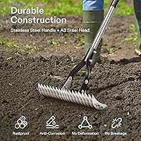 Vista 5 de VIVOSUN Rastrillo Descompactador de 15 pulgadas, rastrillo descompactador de césped de 15 x 70 pulgadas, rastrillo descompactador resistente