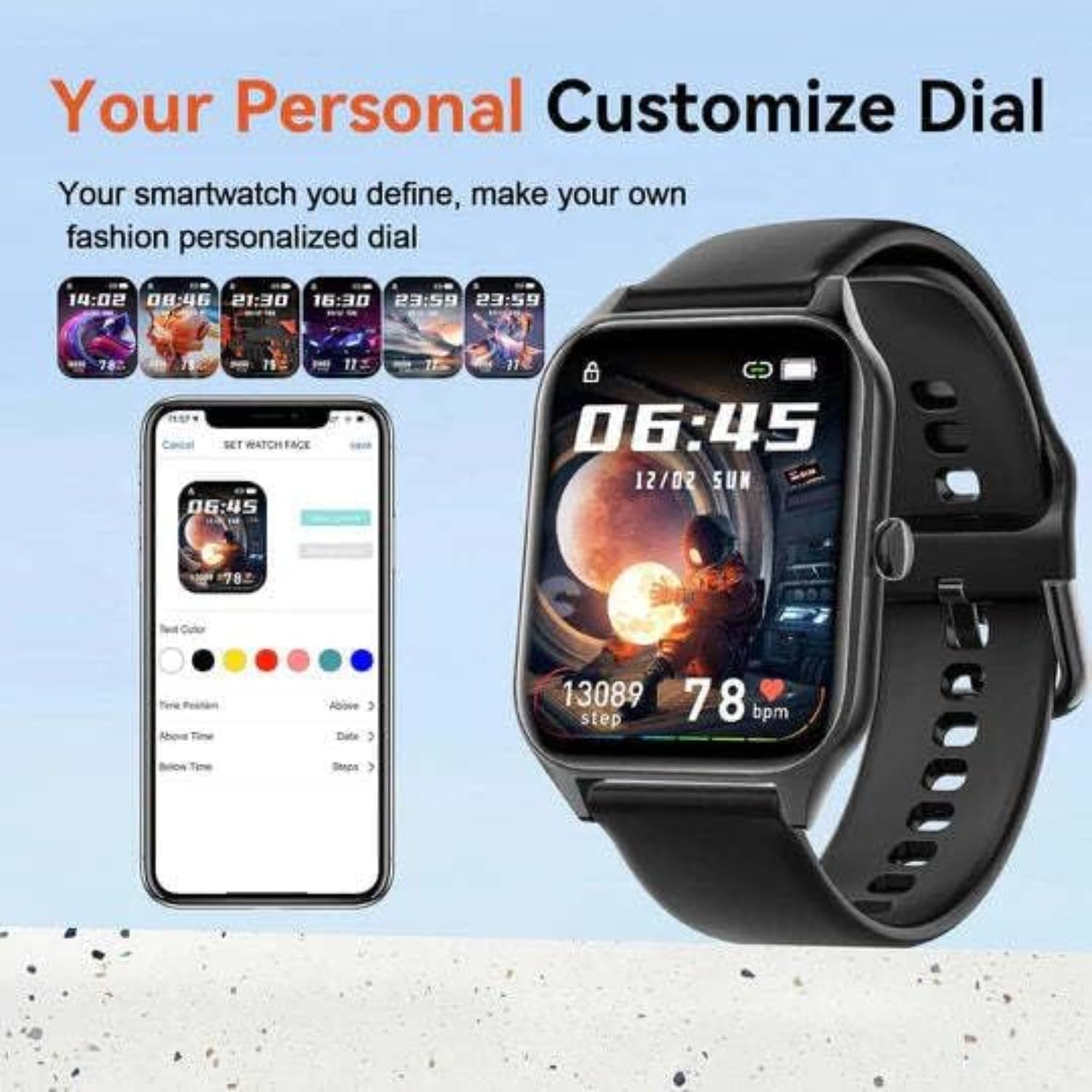 Cozey Maison GLUCOWATCH HD Pantalla Táctil, Monitorea Pasos Calorías Sueño, Modos Deportivos, Notif Bluetooth, Impermeable Ligero para Hombre Mujer Diario (Negro)