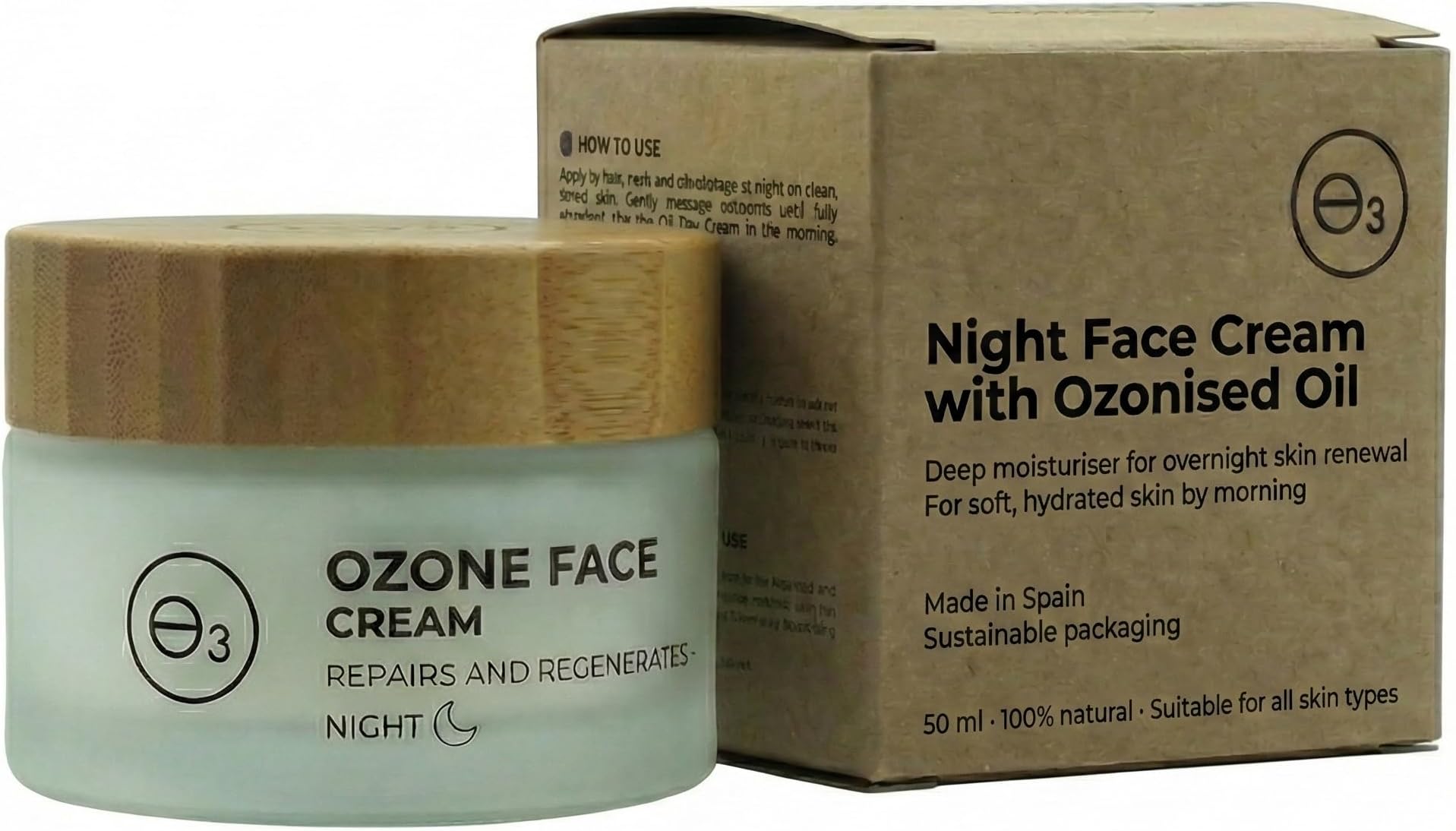 – Night Cream Moisturiser for Face with Ozonised Olive Oil 100% Natural and Organic Anti Ageing Face Cream Deep Hydration Improves Elasticity and Radiance Suitable for Sensitive Skin 50 ml / 1.7 fl oz