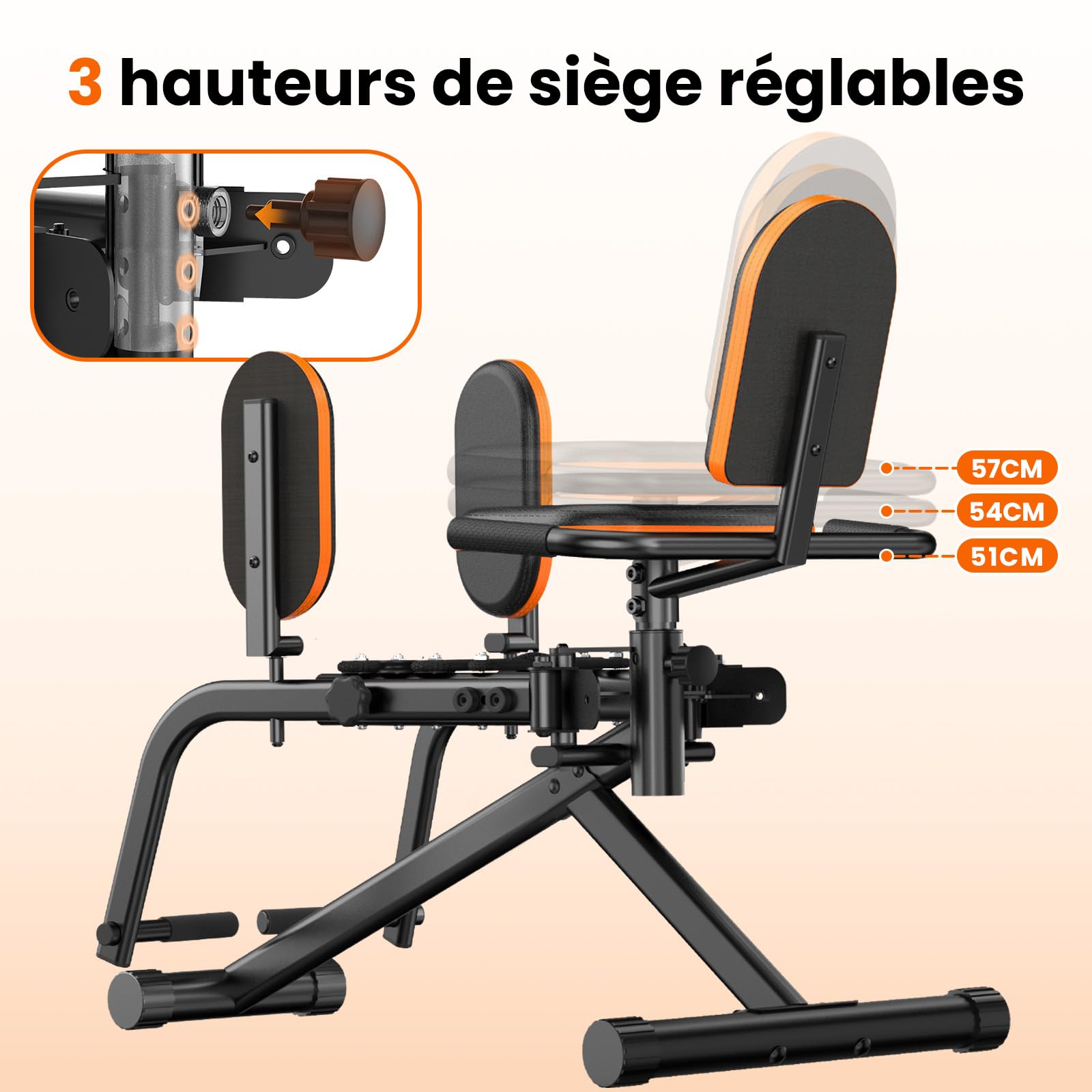 HXD-ERGO Appareil d’Abduction pour Cuisses, Fessiers et Hanches, Machine Réglable pour Hommes et Femmes, Confortable et Compact, Entraînement à Domicile