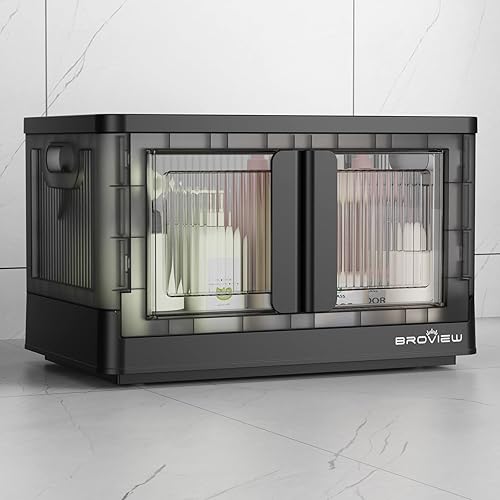 V6 - Contenedores de almacenamiento con tapas, 34 cuartos de galón apilables con ruedas, contenedores de almacenamiento plegables con puertas,