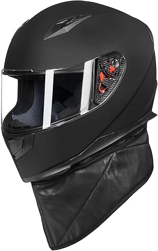 Miniatura 5 de ILM Full Face Motorcycle Street Bike Helmet with Removable Winter Neck Scarf + 2 Visors DOT Model-JK313