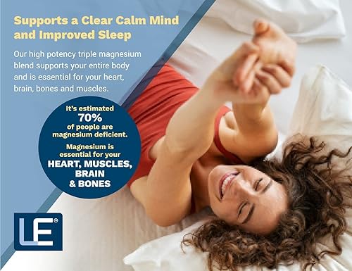 Miniatura 5 de Suplemento de complejo de magnesio triple de máxima absorción apoya la calma el sueño la salud del corazón y la densidad ósea sin amortiguación sin