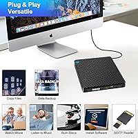 Vista 3 de Guamar Unidad externa de CD y DVD: Grabador de CD USB-C Reproductor de DVD portátil Lector de discos para PC portátil MacBook Mac Windows 11/10