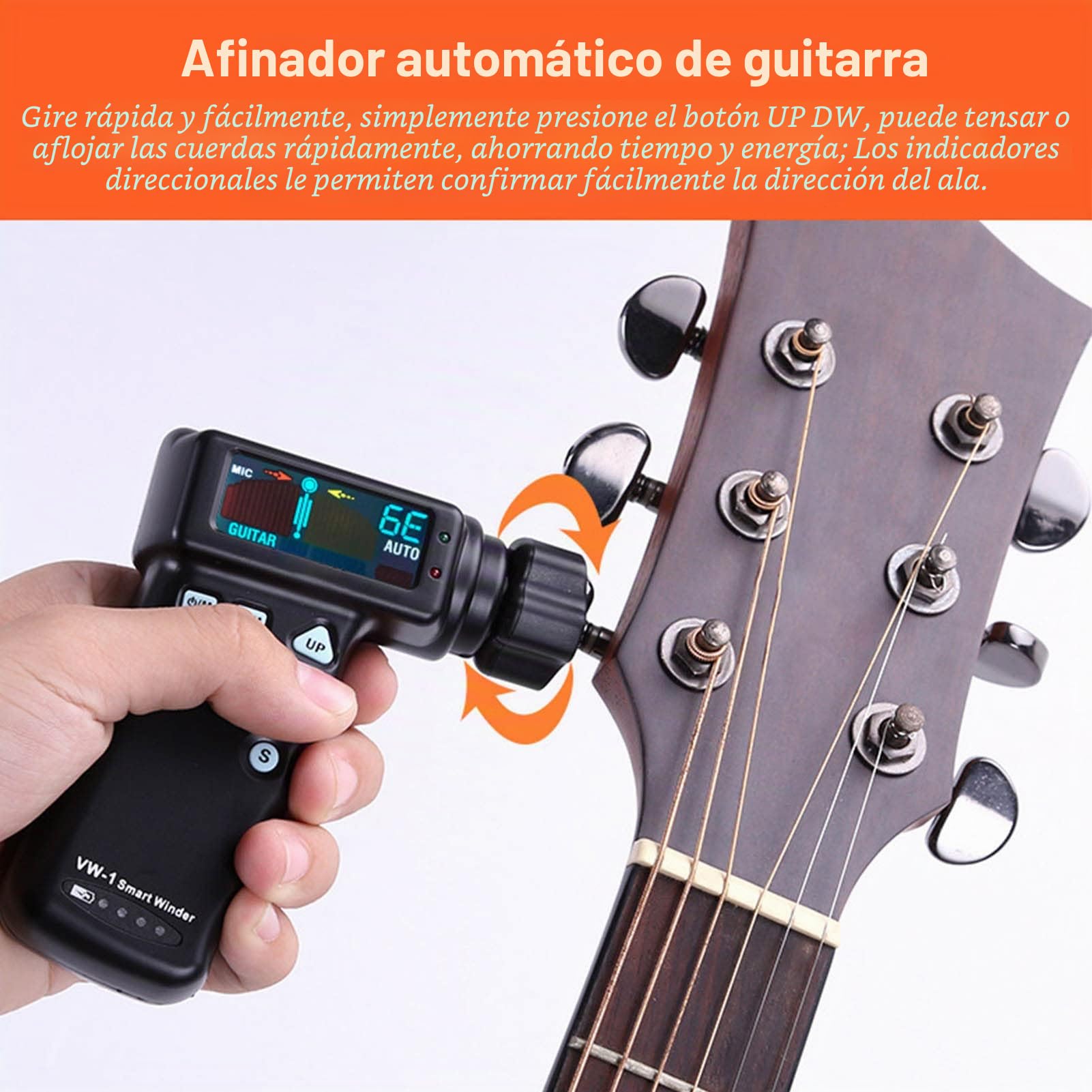 Naroote Afinador de Guitarra Profesional, Enrollador de Guitarra Inteligente Fácil de Usar para Conciertos