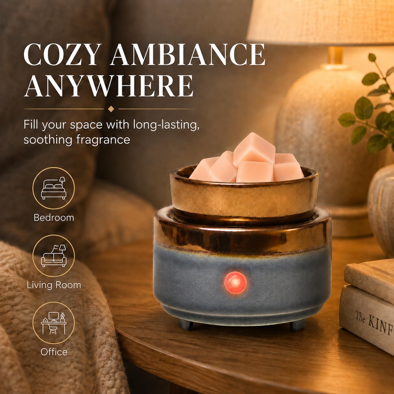 kobodon Keramik-Kerzenwachswärmer, Raumduft Diffusor, Centsy Warmer, 2-in-1 Kerzenwachs Elektrischer Schmelzer und Duftwärmer zum Erwärmen von Duftkerzen Erfrischen Raum, Spa, Zuhause, Büro