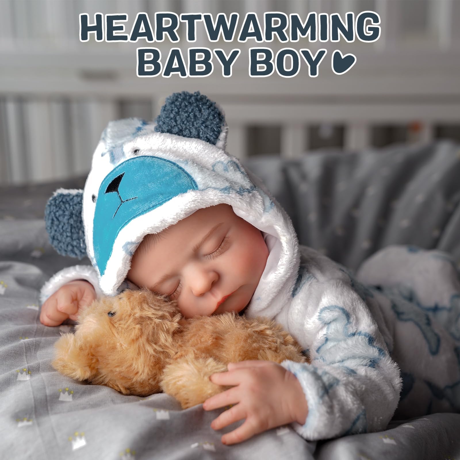 BABESIDE Reborn Dolls Boys 20 Inch Reborn Babies Realistic Sleeping Baby Doll That Look Real Lifelike Newborn Eyes Closed Cloth Body - Image 4