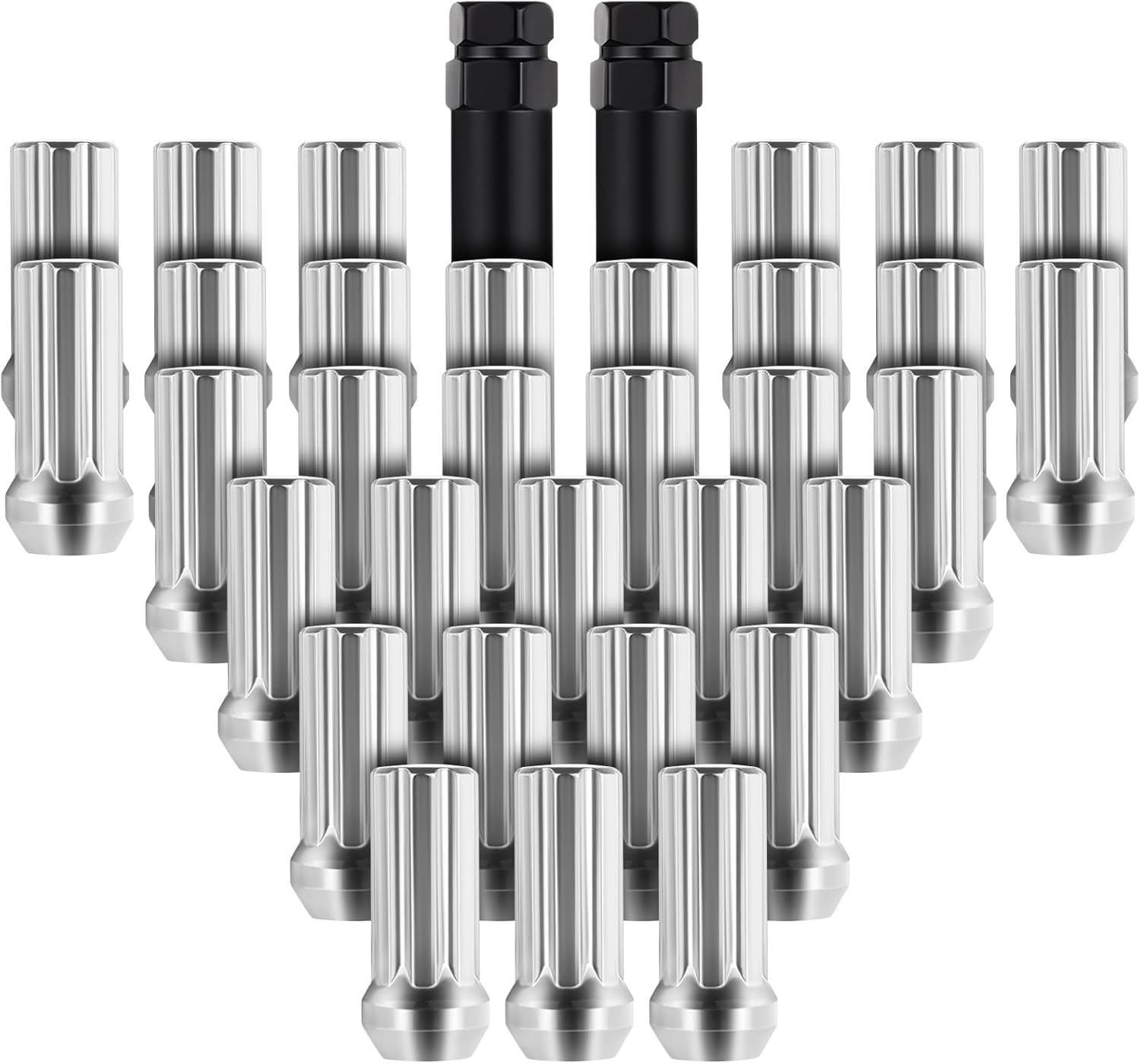 ECCPP M14x1.5 Wheel Lug Nuts 32 Pieces+2 Keys Spline Lug Nuts 2 inch Tall Close End Lug Nuts Set Fit for 2000-2011 for GMC Yukon XL 2500 2001-2014 for Silverado 2500 HD/Silverado 3500 HD