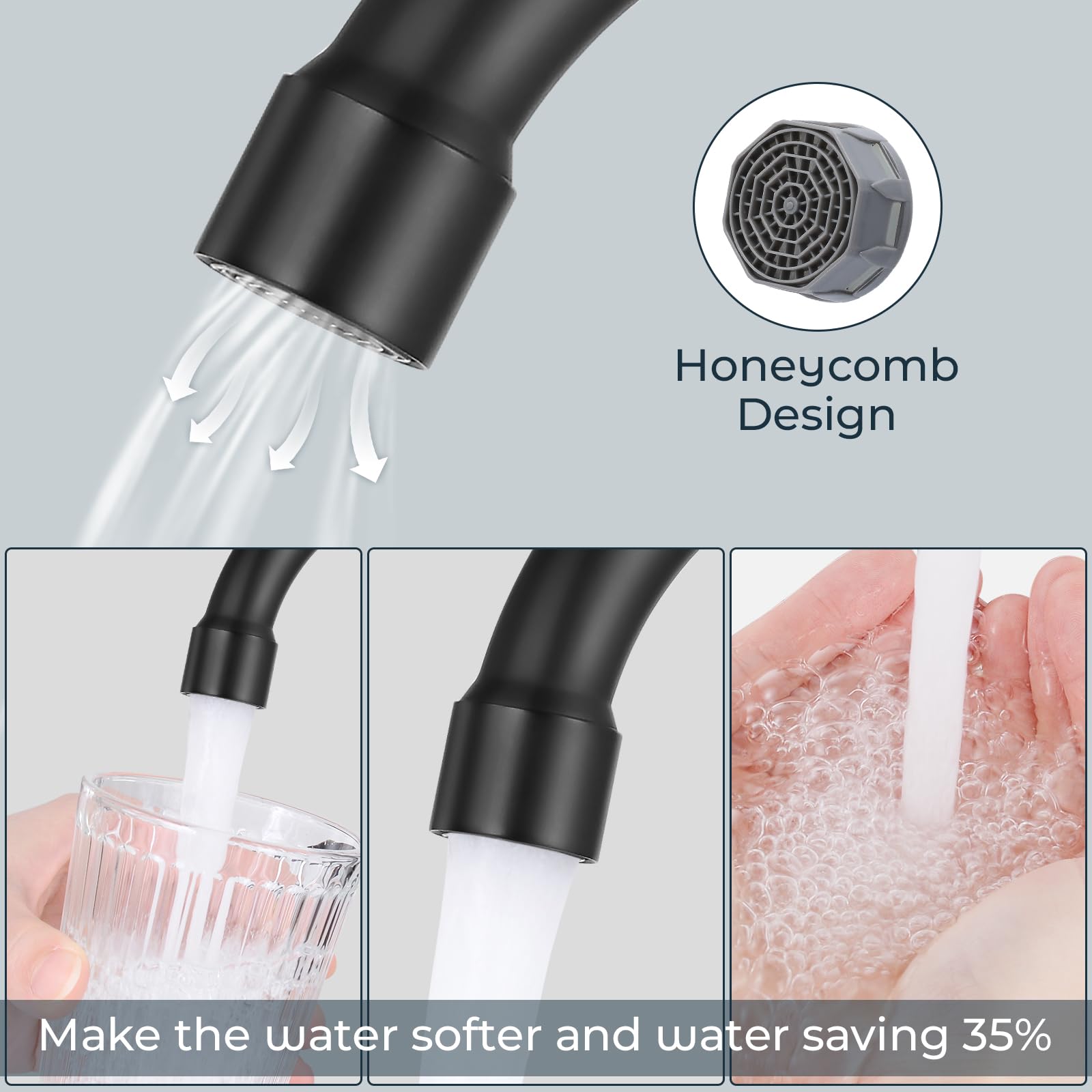 4 inches Bathroom Faucet for 3 Hole 2-Handle Bathroom Sink Faucets with Pop Up Drain Matte Black — view 4