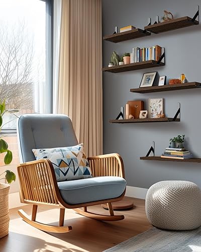 Miniatura 2 de AMADA HOMEFURNISHING - Juego de 6 estantes de pared, estantes flotantes rústicos de estilo casa de campo para dormitorio, baño y sala de estar,