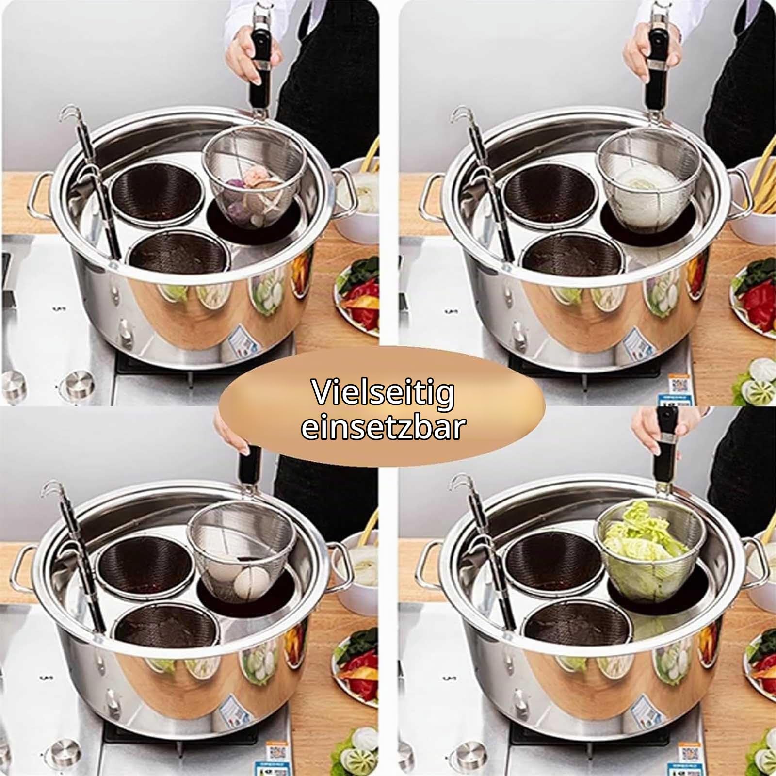 Nudeltopf 3 4 5 6 Löcher Nudelkocher Einsatz Set Löcher Edelstahl Nudelkocher mit Einsatz Sieb Korb Deckel und Teiler für Nudeln Knödel Pasta für Haus Küche Restaurant,3 Holes