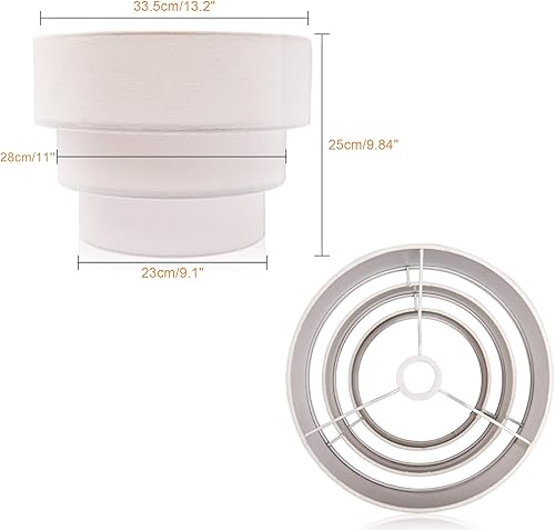 Miniatura 2 de EDISLIVE Pantalla de lámpara de lino de tambor de 3 niveles para lámpara colgante, lámpara de pie, lámpara de repuesto con clip en la bombilla,
