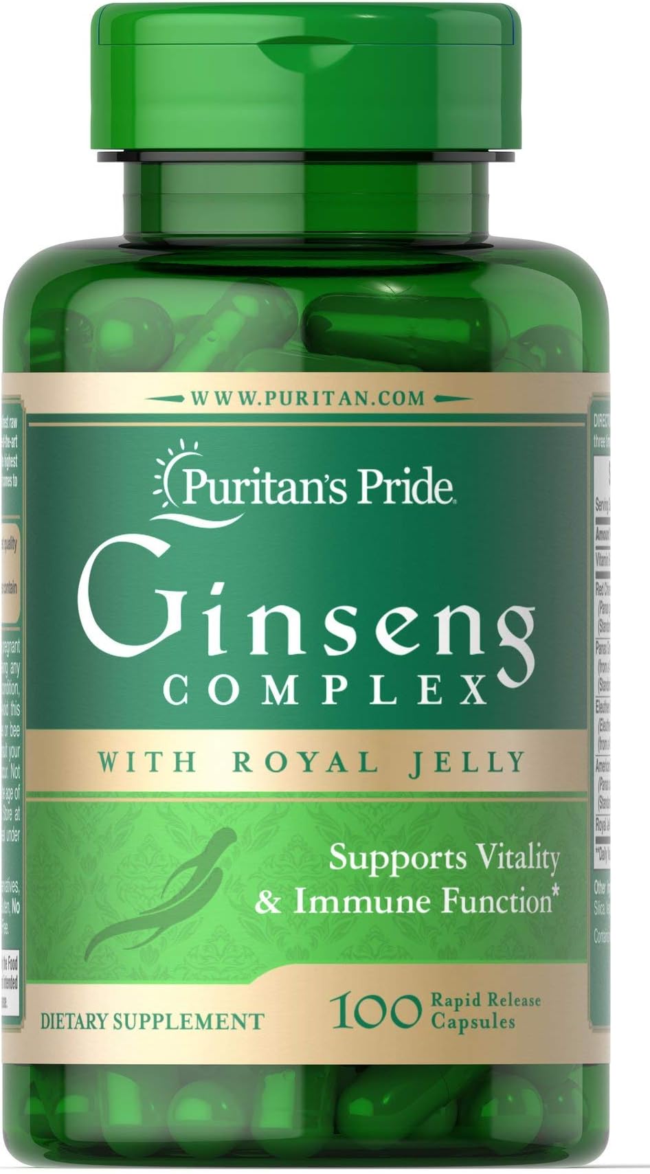 Puritans Pride Ginseng Complex 1000 mg Rapid Release Capsules, 100 Count