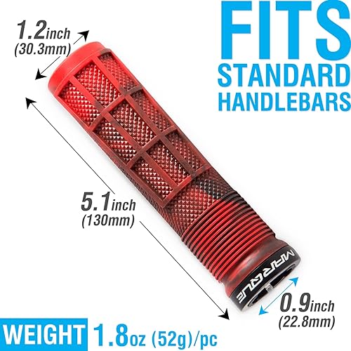 Miniatura 4 de MARQUE Race Mountain Bike Handlebar Grips  Collar de anillo de bloqueo único MTB y BMX para manillar de bicicleta con agarre antideslizante, patrón